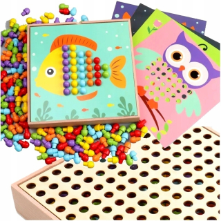 Puzzle Gombík mozaika na cvičenie rúk Drevené montessori huby
